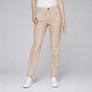 Benetton Beige Linen Blend Tailored Ankle Pants | Size 2 | NWT
